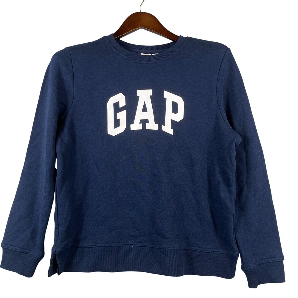 Gap Mens M Logo Crewneck Sweatshirt Navy Blue Fleece Pullover Classic Casual
